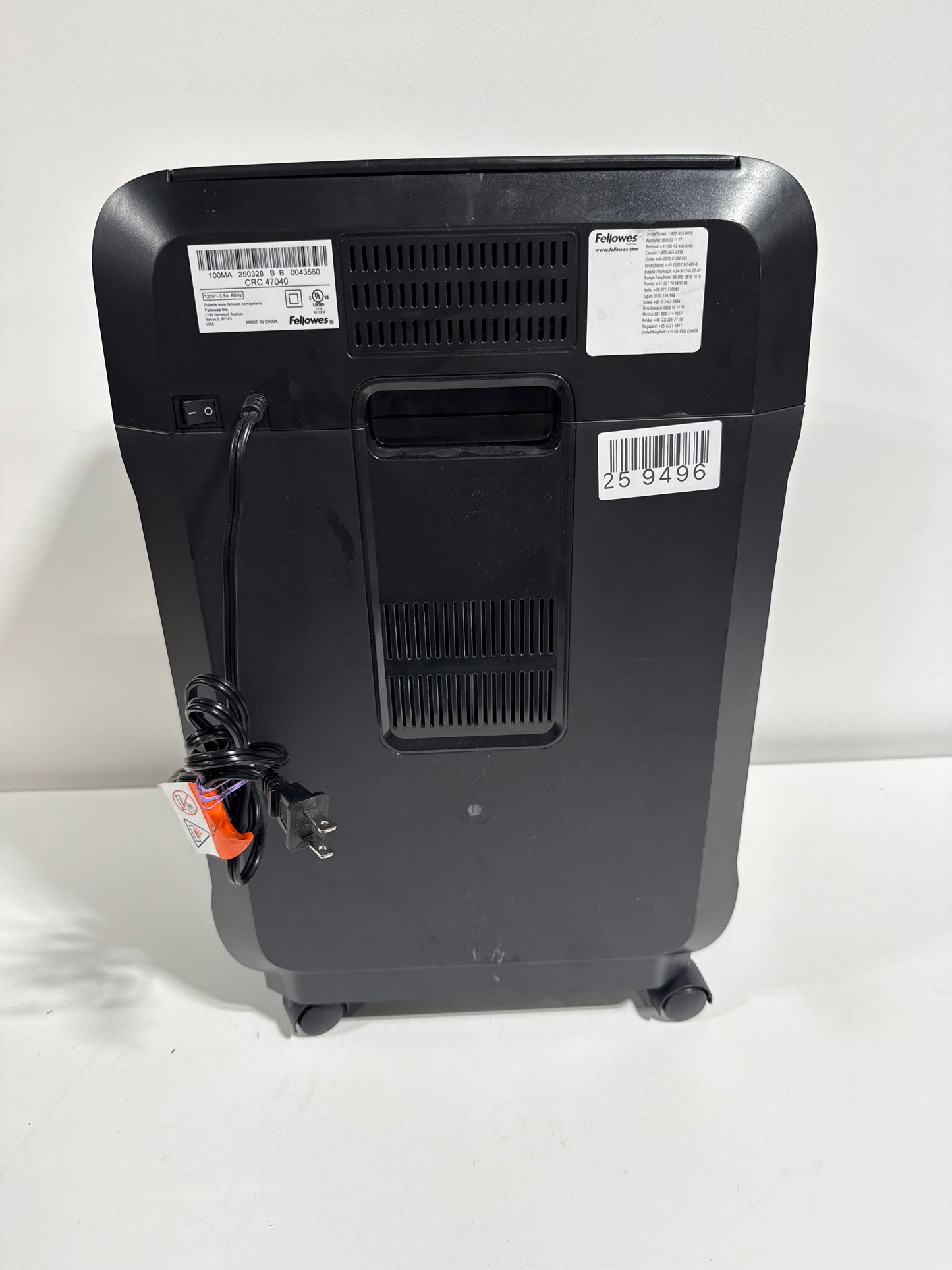 Used Fellowes AutoMax 100MA 100-Sheet Micro-Cut Autofeed 2-in-1 Paper Shredder