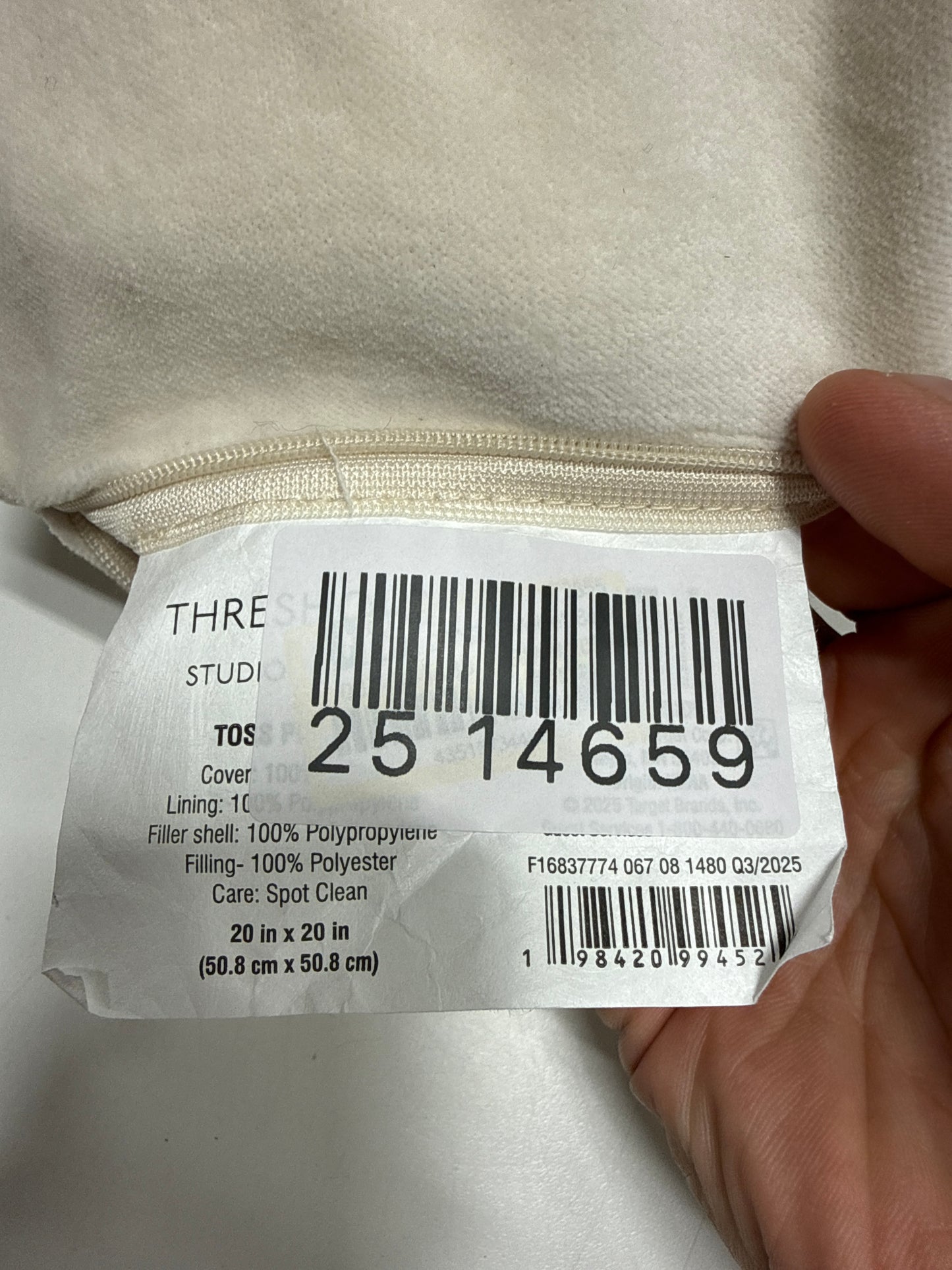 20"x20" Velvet Bow Throw Pillow Cream - Threshold designed with Studio McGee