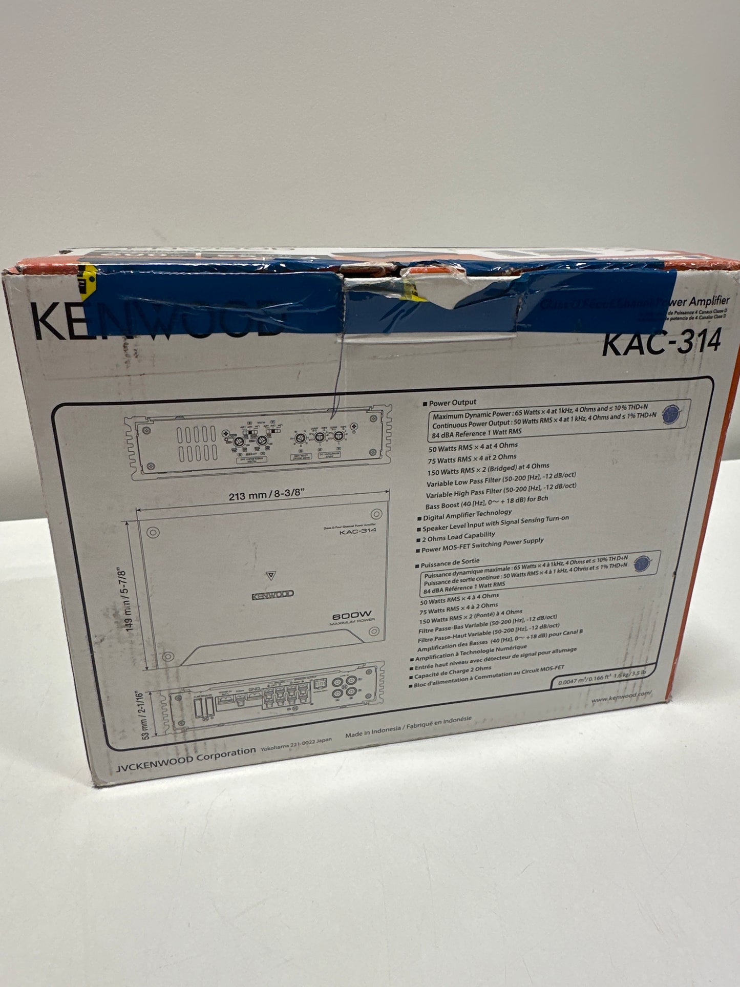 Kenwood - Class D Bridgeable Multichannel Amplifier with Variable Crossovers - Black