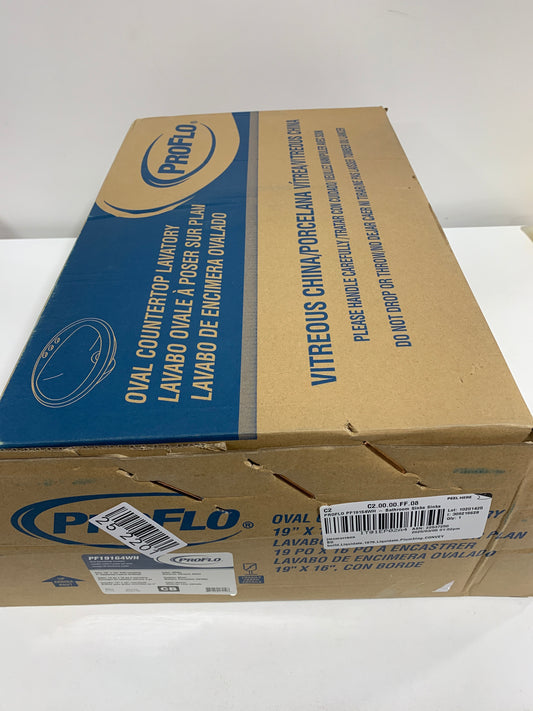 PROFLO PF19164 Rockaway 19" Oval Vitreous China Drop in Bathroom Sink with Overflow and 3 Faucet Holes at 4" Centers White Sinks Bathroom Sinks Sinks