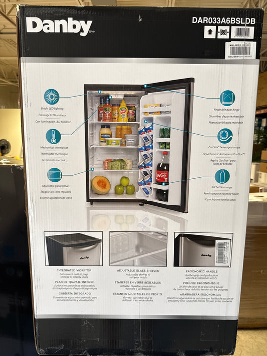Danby 3.3 Cu. Ft. Retro Mini Fridge in Stainless Steel Without Freezer