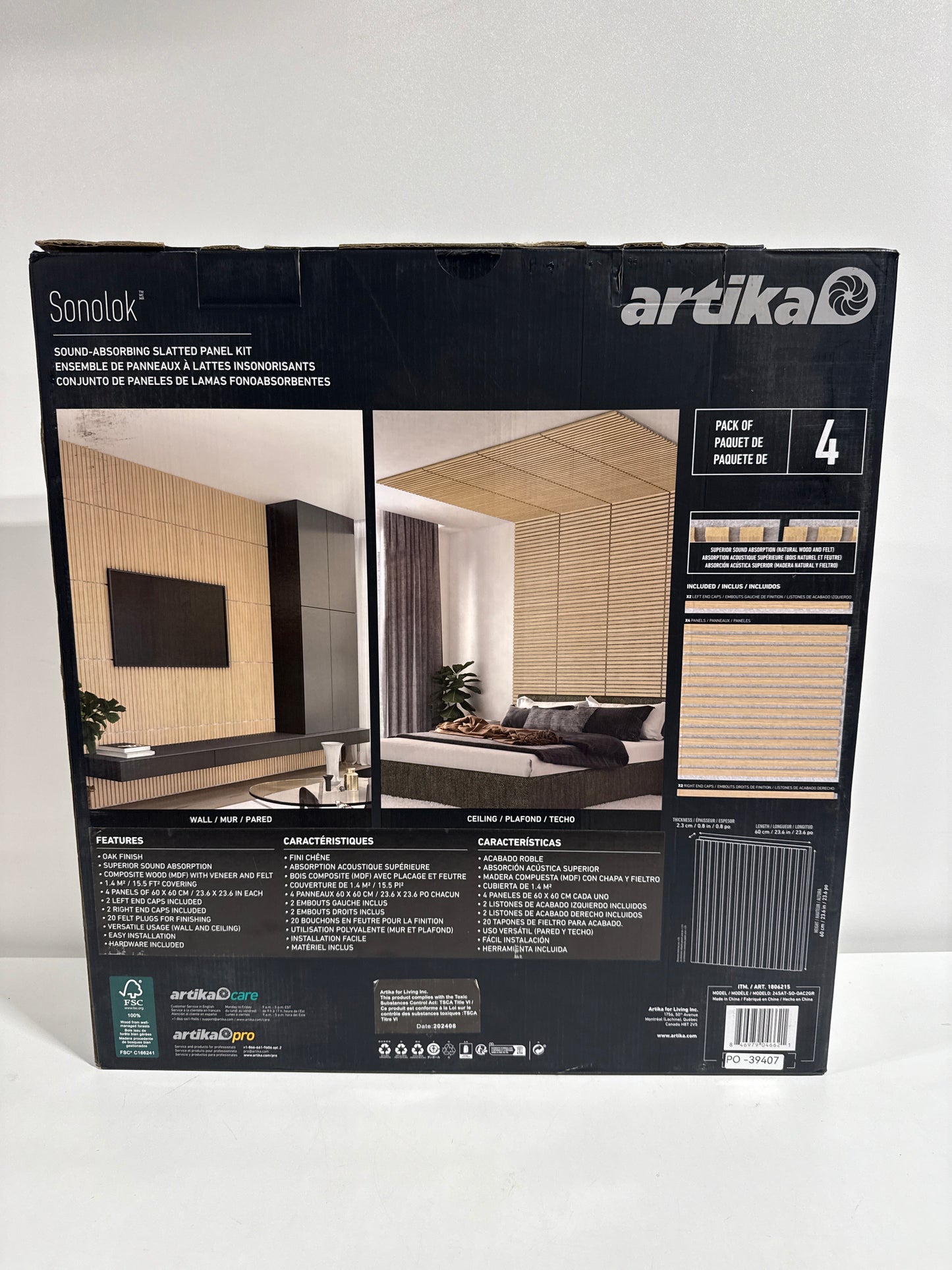 See Desc Artika Sonolok Wall Acoustic Panel Oak Finish Set 23.6" X 23.6" 7 Pack