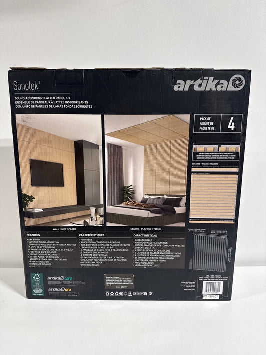 See Desc Artika Sonolok Wall Acoustic Panel Oak Finish Set 23.6" X 23.6" 7 Pack