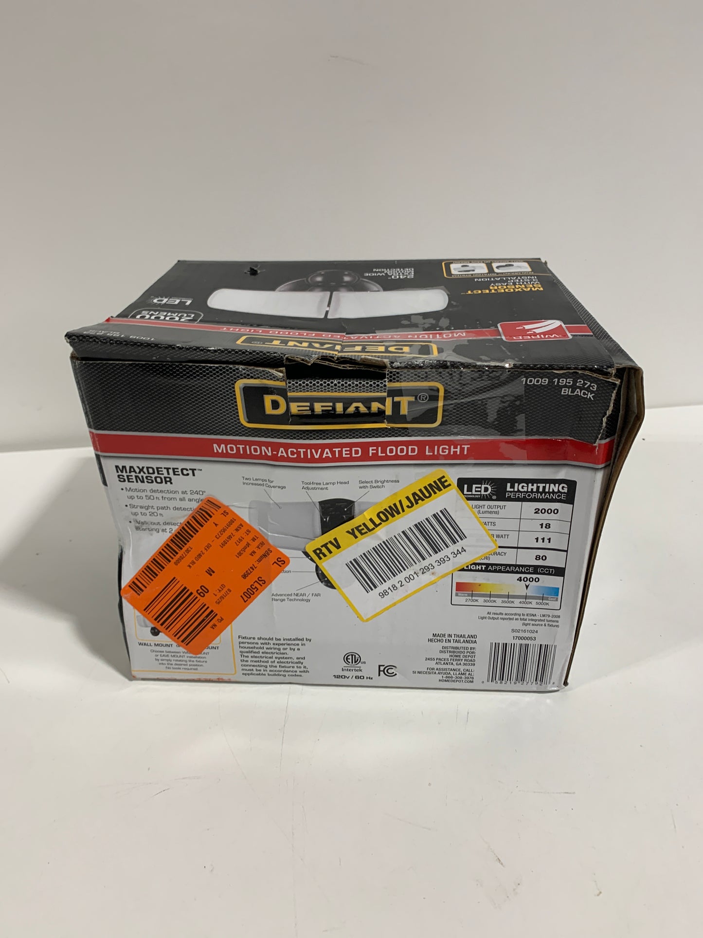 MaxDetect 240 Black Motion Sensor Wired Outdoor 2-Head LED Security Flood Light 2000 Lumens