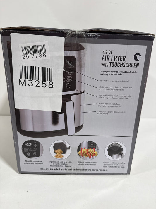 Bella PRO - 4.2-qt. Touchscreen Air Fryer - Stainless Steel