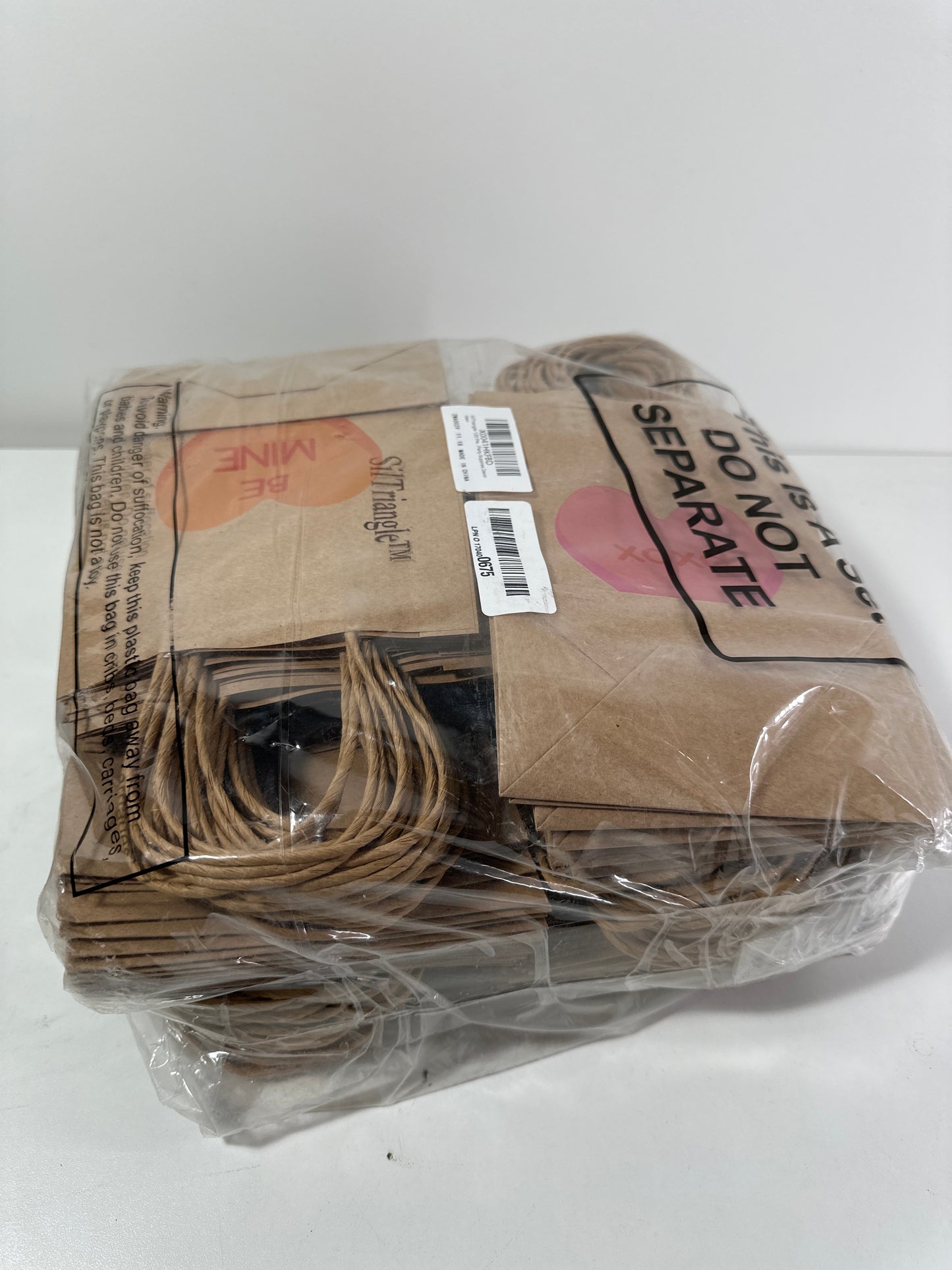 SilTriangle 120 Pieces Valentines Day Gift Bags Kraft Conversation Heart Treat Bags Bulk with Handle Conversation Heart Candy Bags Valentine Party Favors Bags for Valentines Day Party Supplies Decor