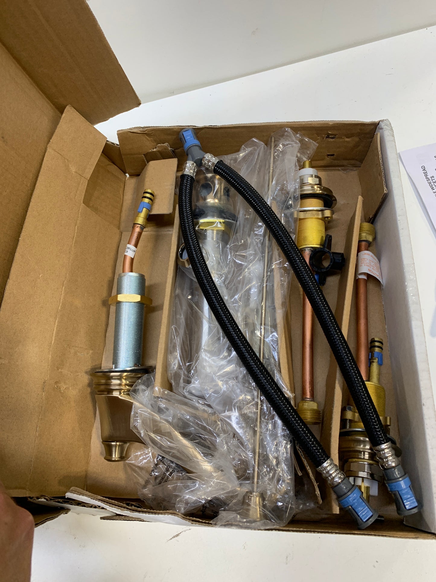 Dent Delta Cassidy Two Handle Widespread Bathroom Faucet - Low Arc Spout - Less Handles Champagne Bronze