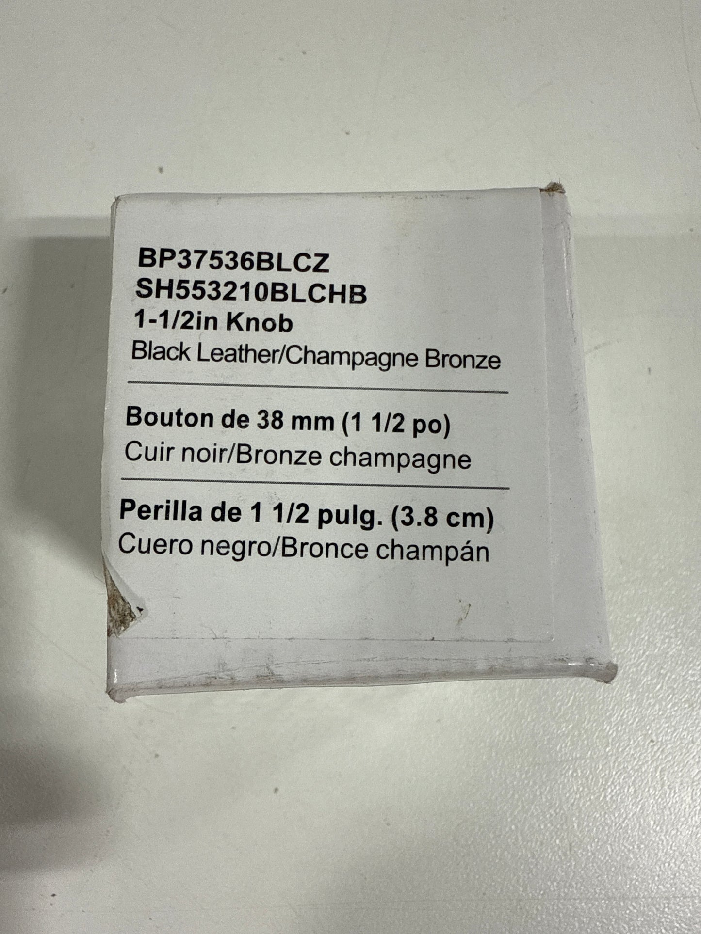 Signature Hardware 954062-112 Lazzara 1-1/2 Inch Black Leather Mushroom Cabinet Knob Champagne Bronze