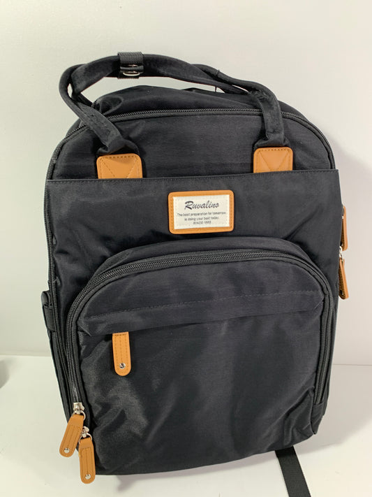 RUVALINO Diaper Bag Backpack, Multifunction Travel Pack Maternity Baby Changing Bags, Large Capacity, Waterproof, Black