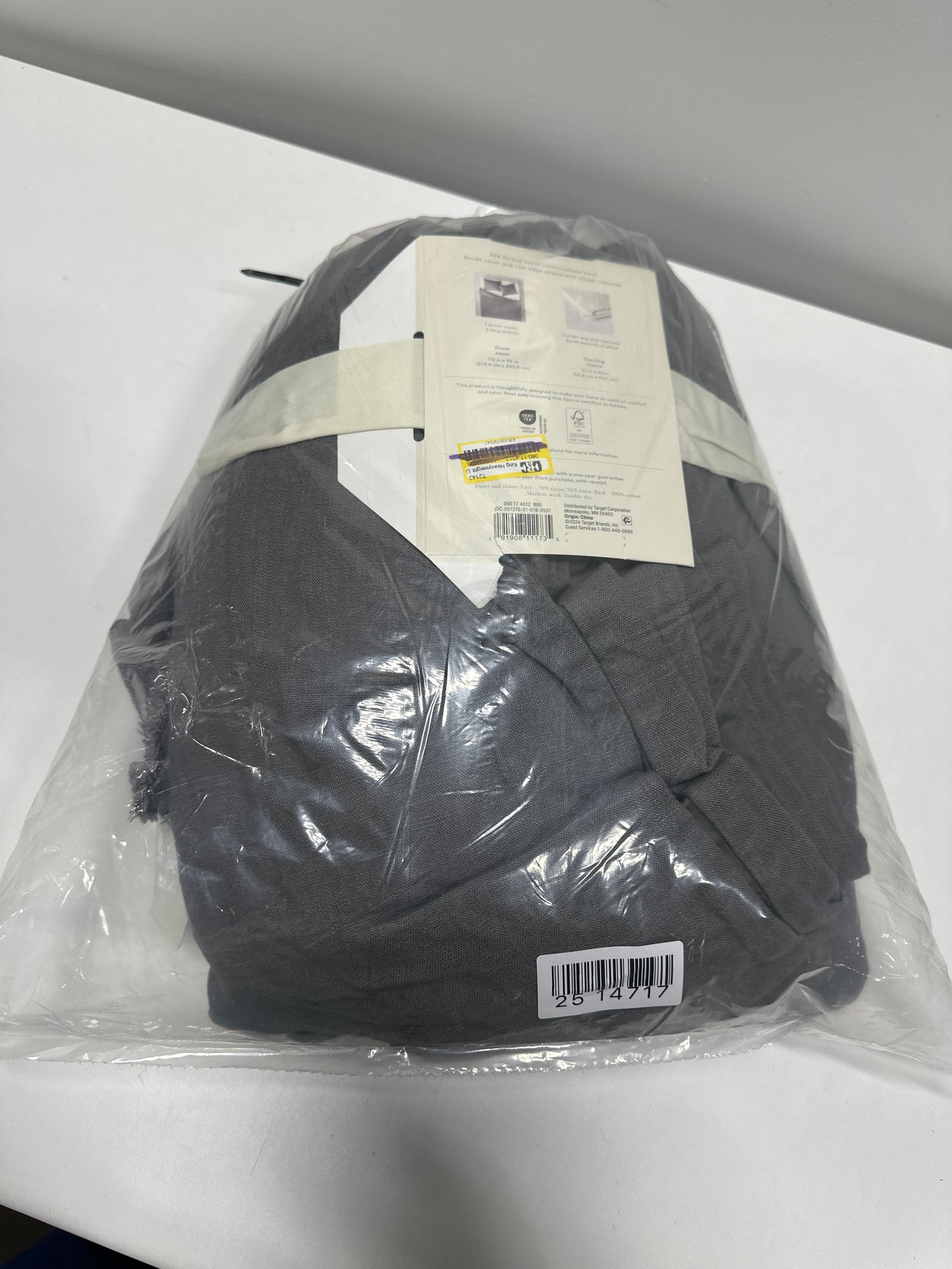 King Heavyweight Linen Blend Duvet Cover & Sham Set Dark Gray - Casaluna™: Zipper Closure, OEKO-TEX Certified