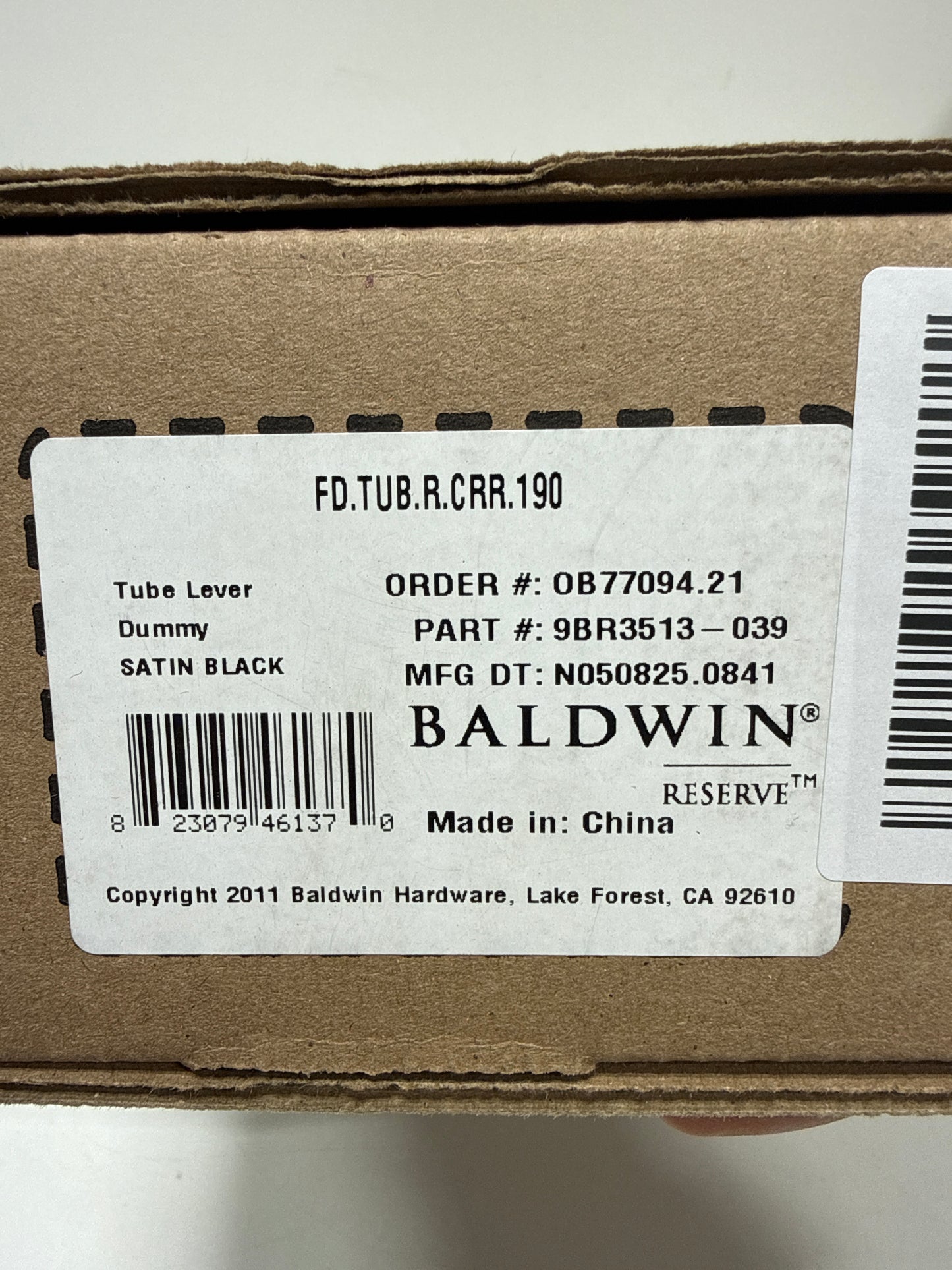Baldwin Tube Non-Turning Two-Sided Through-Door Dummy Door Lever Set from the Reserve Collection - *Tools Hardware &