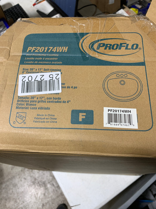 PROFLO PF20174 Rockaway 20-1/2" Oval Vitreous China Drop in Bathroom Sink with Overflow and 3 Faucet Holes at 4" Centers