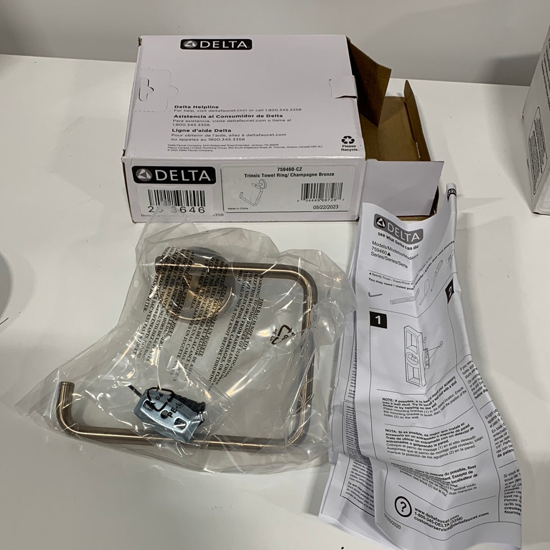 Delta 759460 Trinsic Wall Mounted Towel Ring Champagne Bronze Branzoe