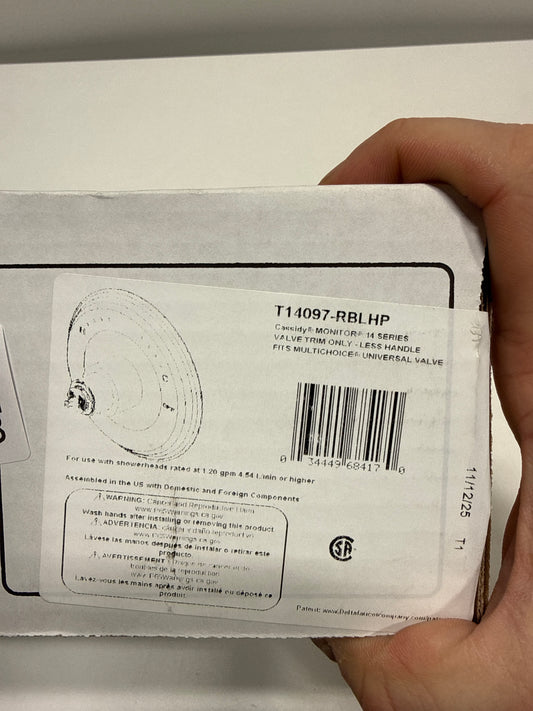 Delta T14097-LHP Cassidy Monitor 14 Series Single Function Pressure Balanced Valve Trim Only - Less Handles and Rough in Venetian Bronze