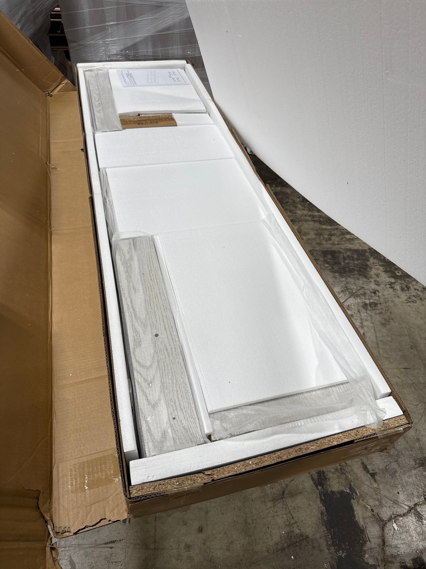 Walker Edison - Modern 70" Open 6 Cubby Storage TV Stand for TVs up to 80" - White Wash