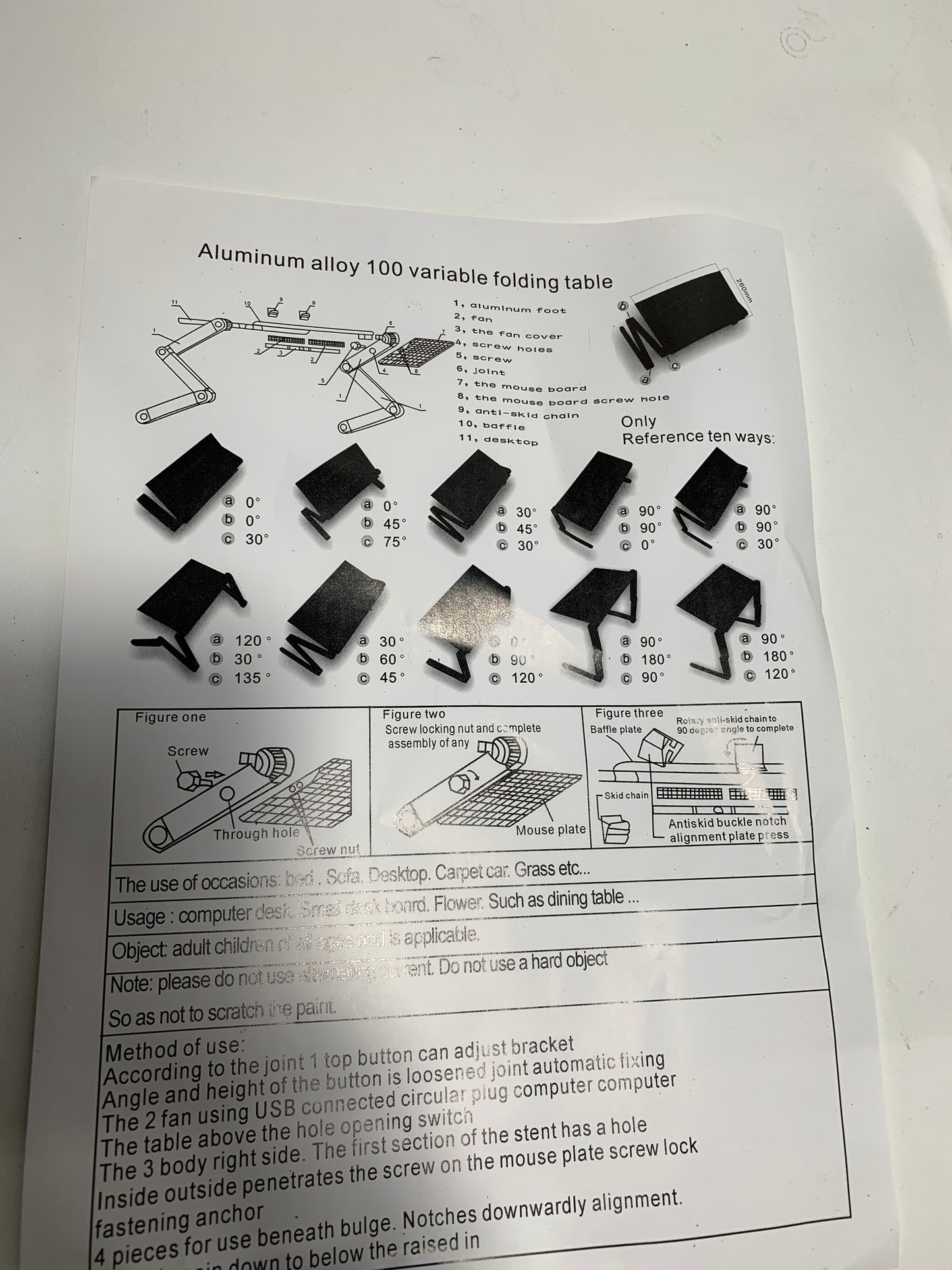 Laptop Table, Adjustable Laptop Bed Table, Portable Laptop Workstation CPU Cooling Fans and Mouse Pad,Ergonomic Lap Desk TV Bed Tray Standing Desk