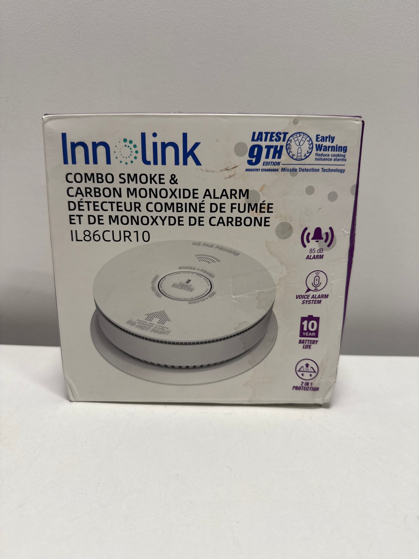 10-Year Battery Powered Wireless Interconnected Smoke and Carbon Monoxide Detector with Voice Alarm(1-Pack)