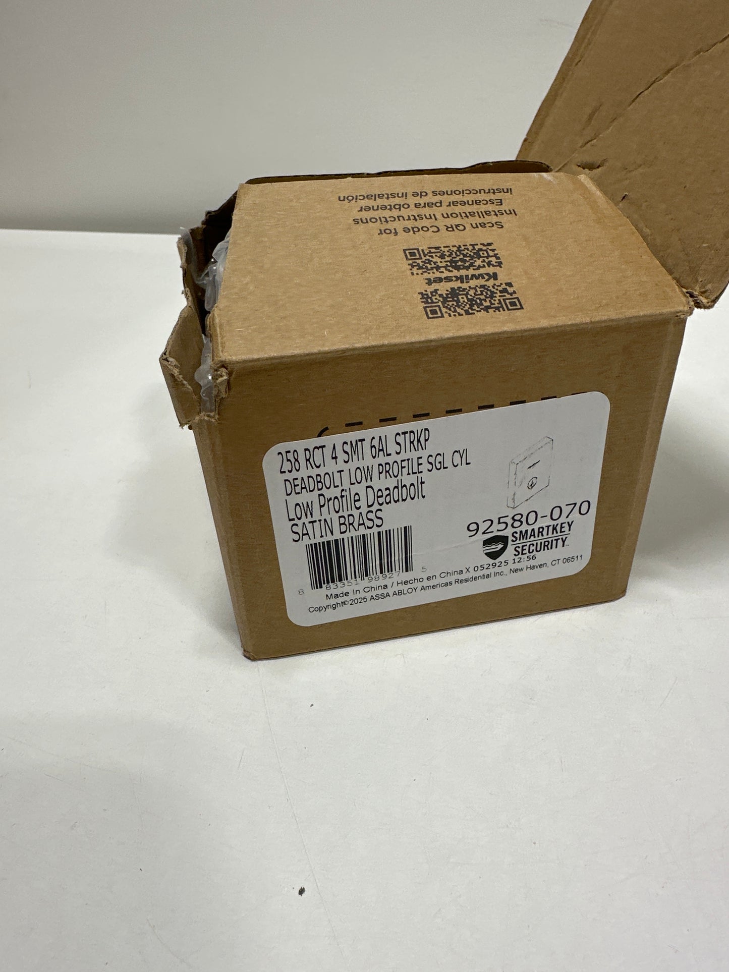 Kwikset 258Rct-S San Clemente Rectangular Single Cylinder Keyed Entry Deadbolt - Brass