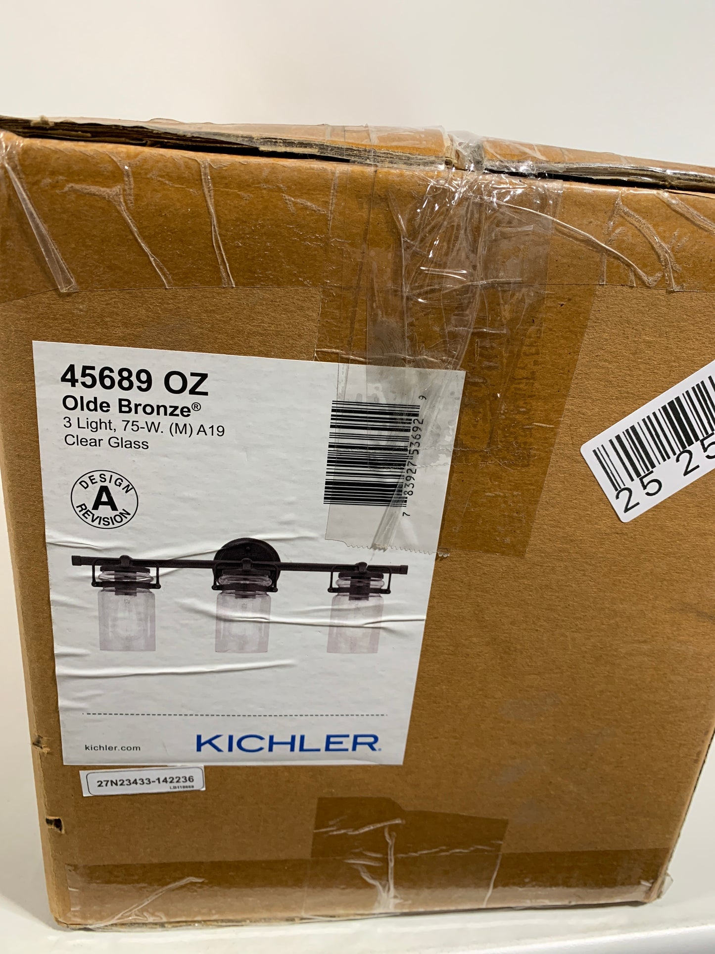 KICHLER Brinley 24" 3 Light Vanity Light with Clear Glass in Olde Bronze