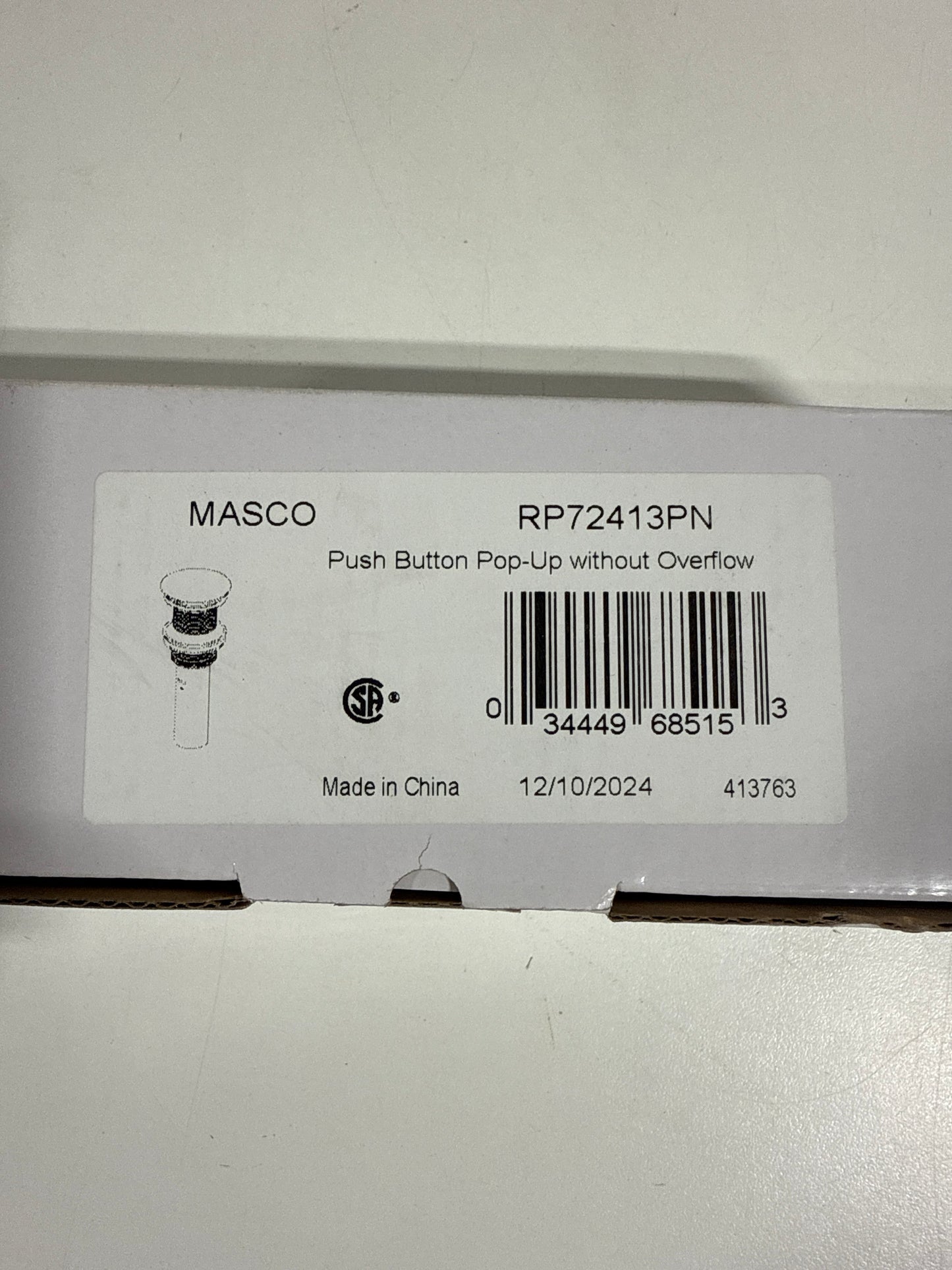 Brizo RP72413 1-5/8" Push Button Drain Assembly - Less Overflow Brilliance Polished Nickel