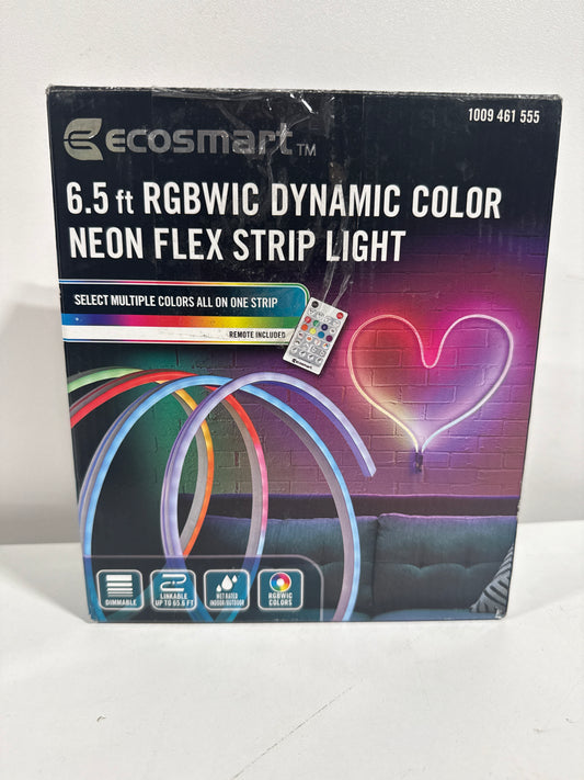 6.5 Ft. RGBWIC Dynamic Color Changing Dimmable Linkable Plug-in LED Neon Flex Strip Light with Remote Control