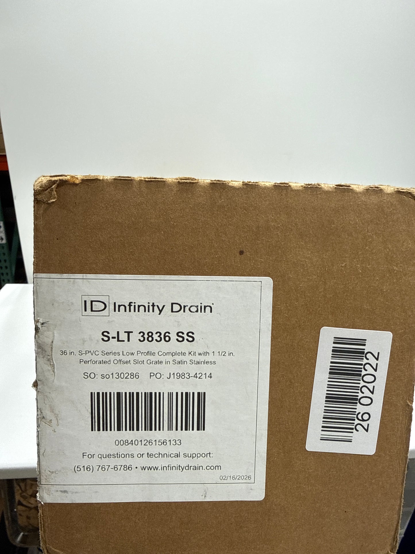 Infinity Drain S-LT 3836 36" Site Sizable Stainless Steel Low Profile Linear Drain Kit with 1 1/2" Perforated Offset Slot Grate