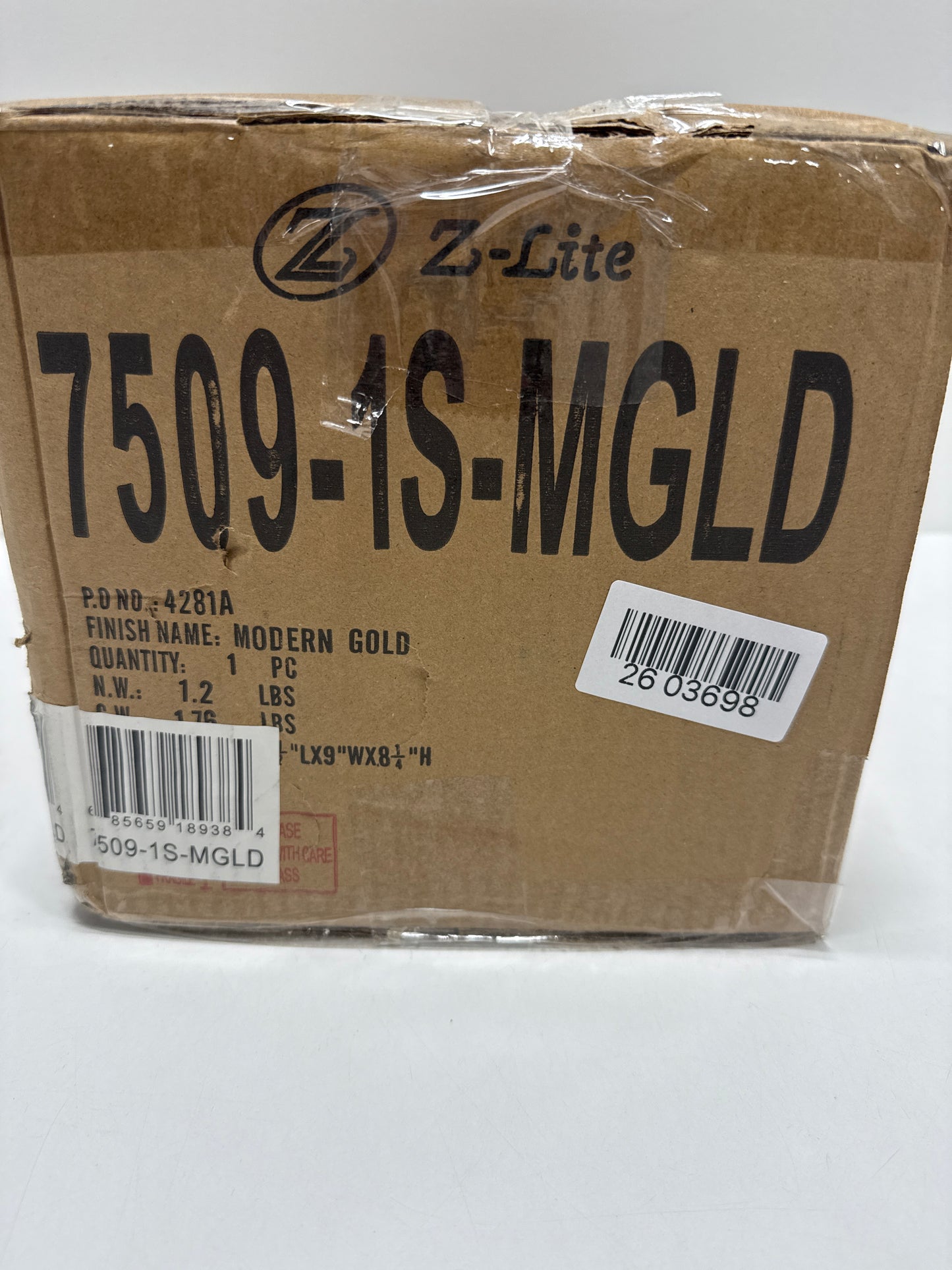 Z-Lite 7509-1S-MGLD Gianna Wall Sconce, 1-Light 60 Watts, Modern Gold