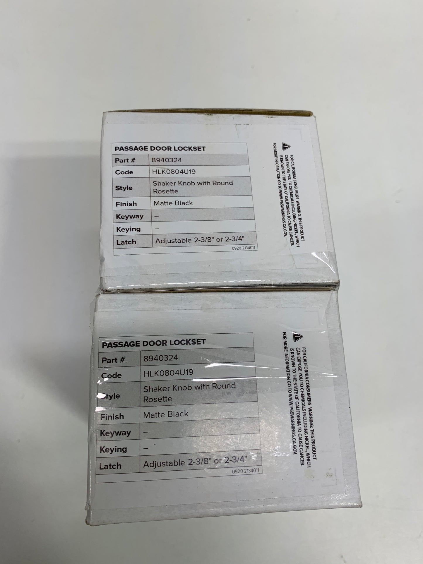 2 Miseno Mlk4080 Tuscora Shaker Passage Door Knob Set - Black