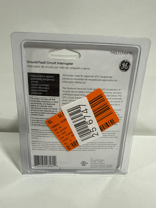 GE 30 Amps Ground Fault 2-Pole Circuit Breaker W/Self Test