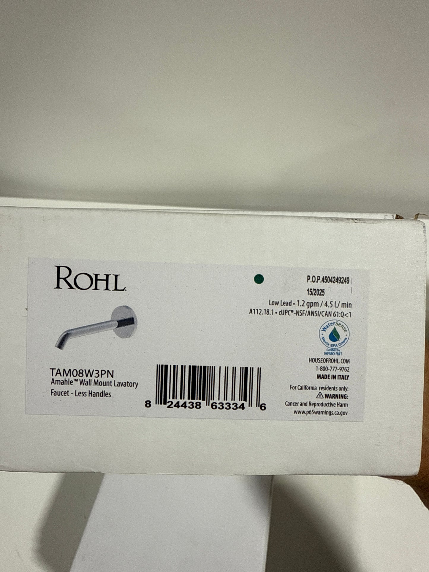 Rohl TAM08W3IW Amahle 1.2 GPM Wall Mounted Widespread Bathroom Faucet with Wheel Handles - Polished Nickel