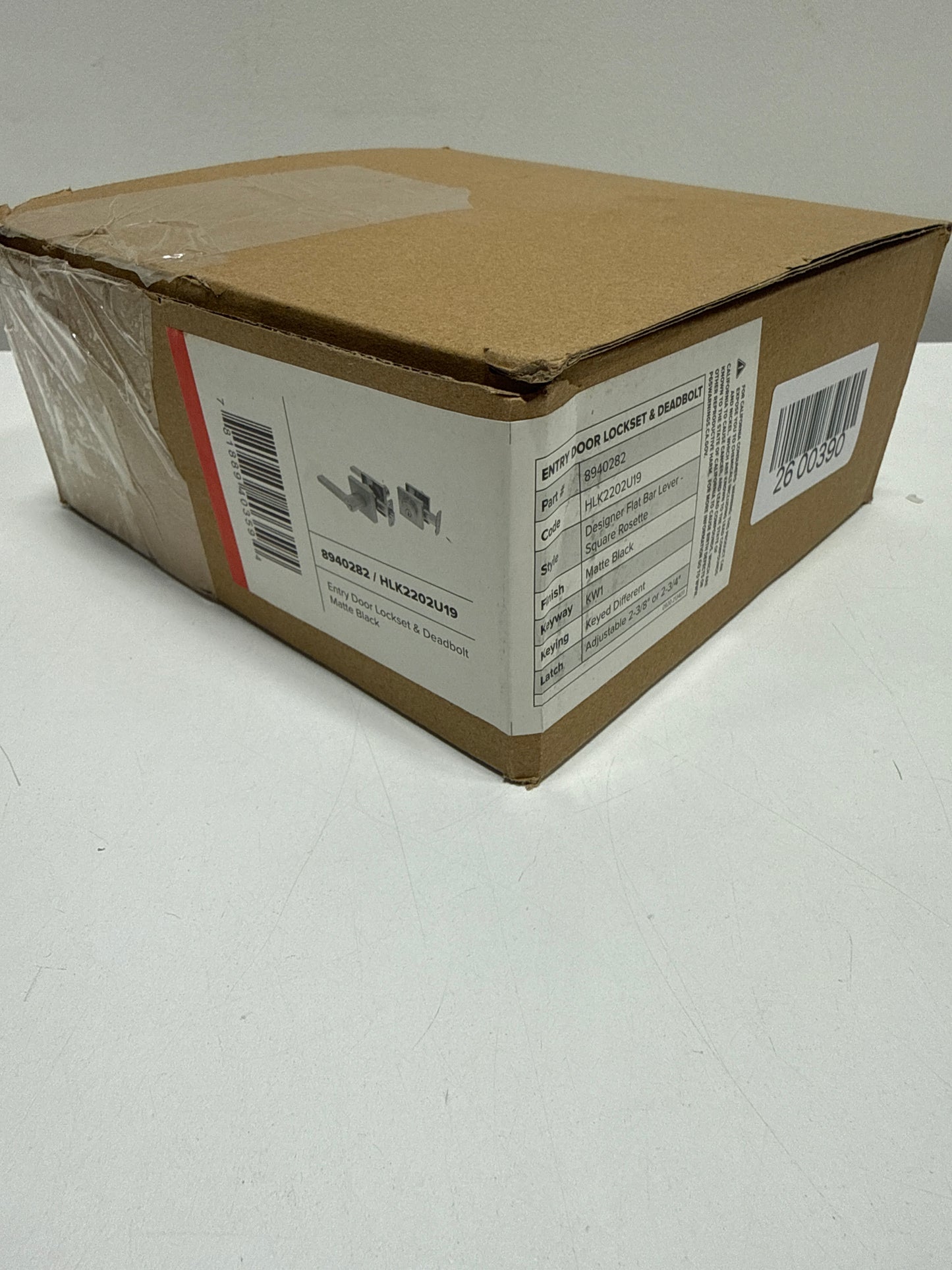 Miseno Mlk2022 Lorton Flat Bar Single Cylinder Keyed Entry Door Lever Set - Black