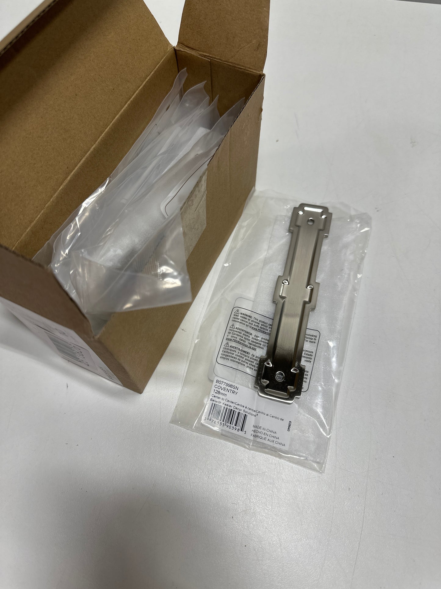 10 x Belwith Keeler B077998 Coventry 5-1/16’’ Center to Center Romanesque Cabinet Handle Backplate Satin Nickel