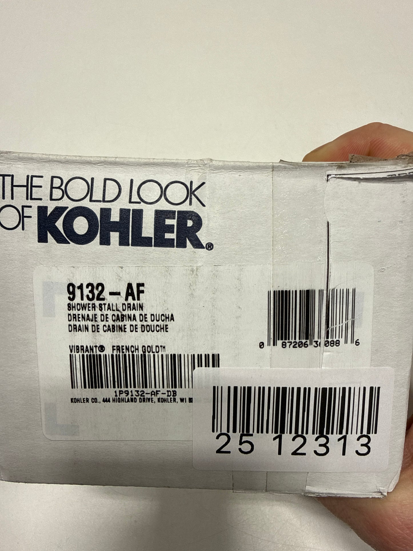 Kohler K-9132 4-3/8" Round Shower Drain with Gasket French Gold Showers Shower Drains Standard Drains