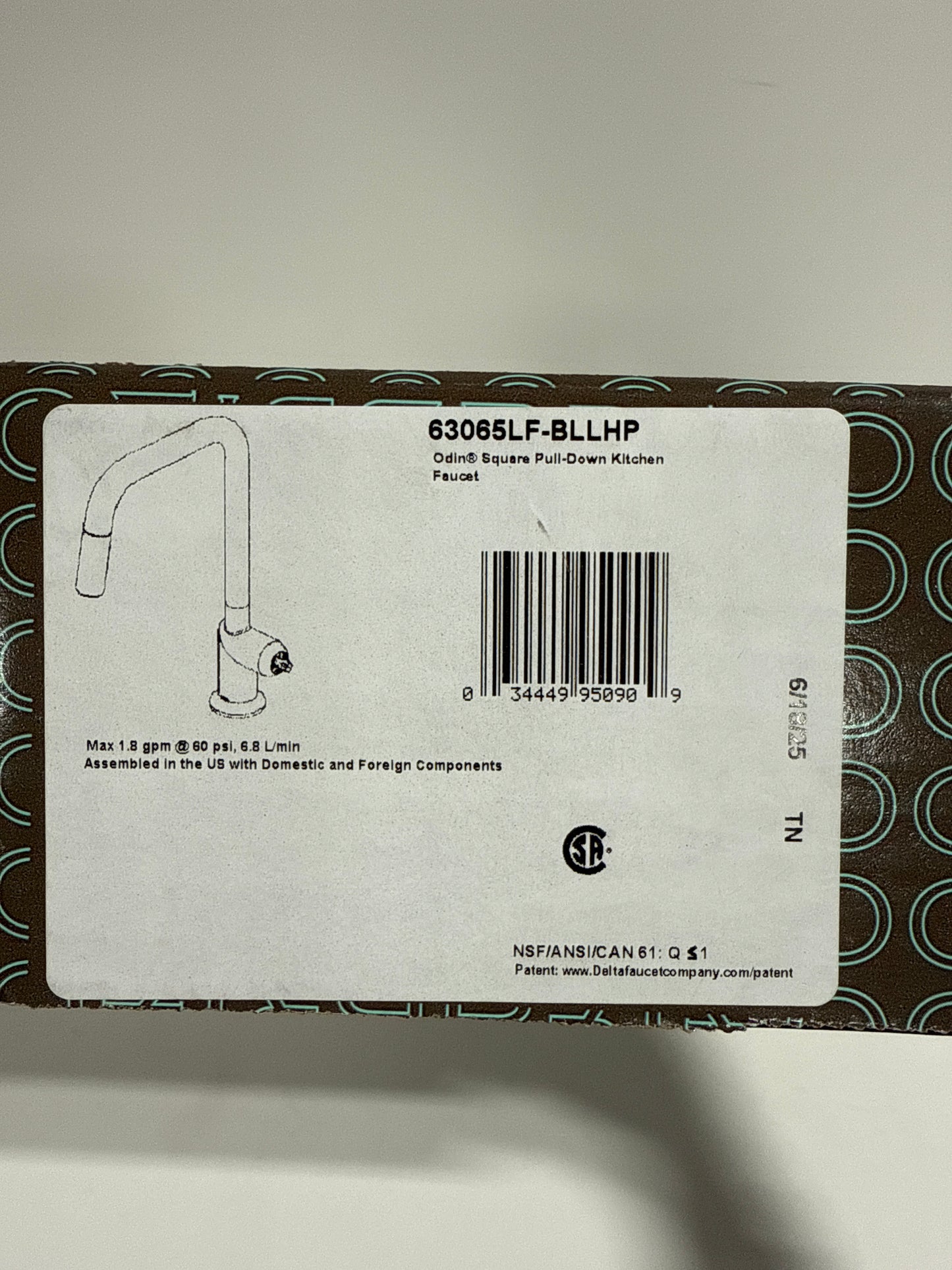 Brizo 63065LF-LHP Odin 1.8 GPM Single Hole Pull Down Kitchen Faucet with Square Spout - Less Handle Matte Black