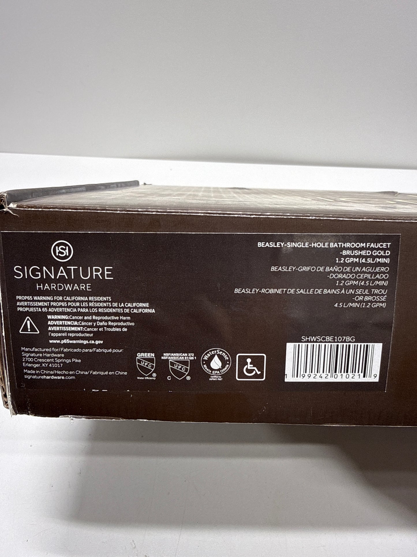 Signature Hardware 948570 Beasley 1.2 GPM Single Hole Bathroom Faucet with Pop-up Drain Assembly Brushed Gold