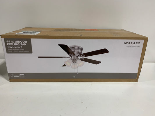Clarkston II 44 in. LED Indoor Brushed Nickel Ceiling Fan with Light Kit