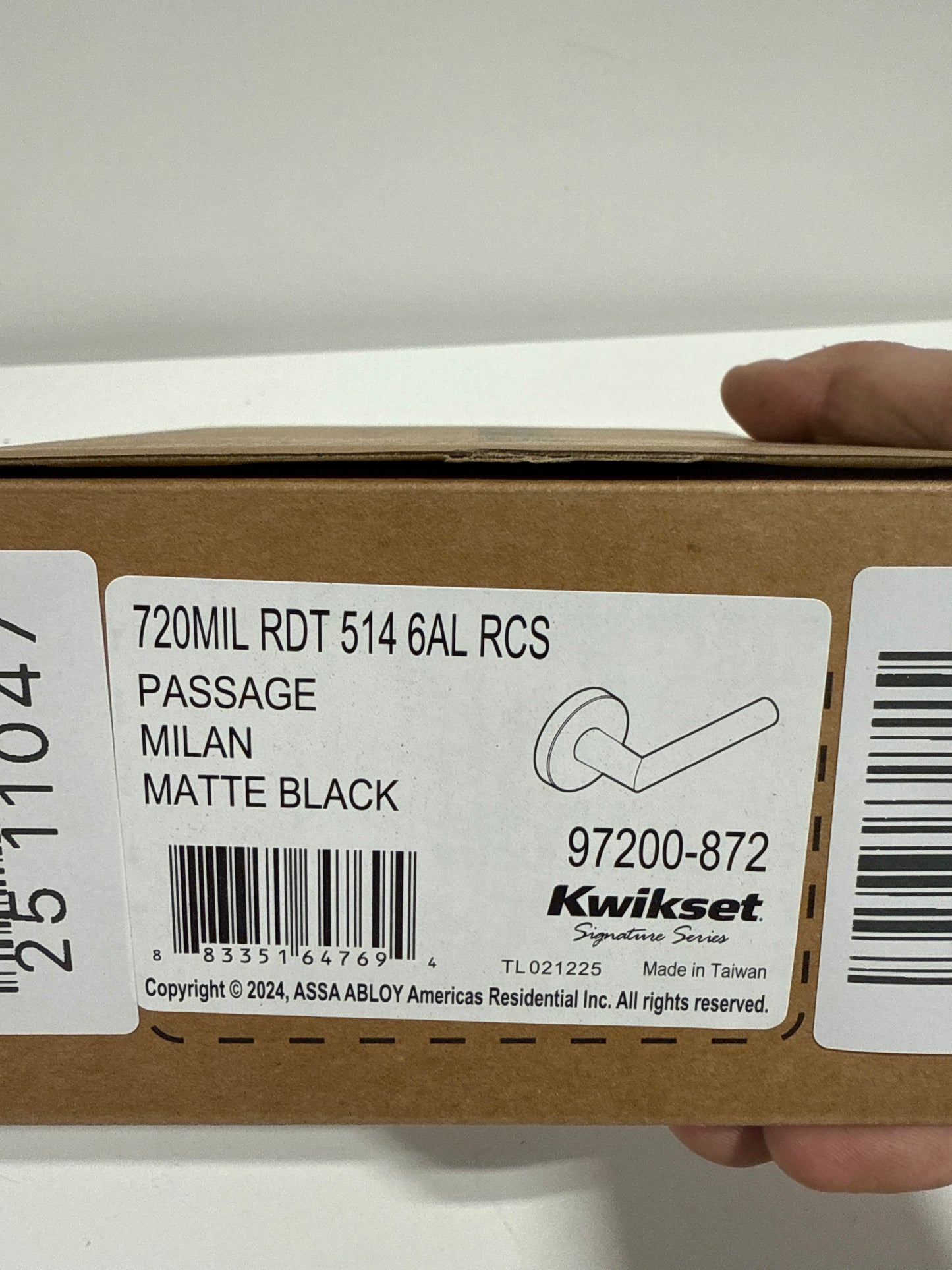 Kwikset 720MILRDT Milan Passage Door Lever Set with Round Rose Matte Black Door