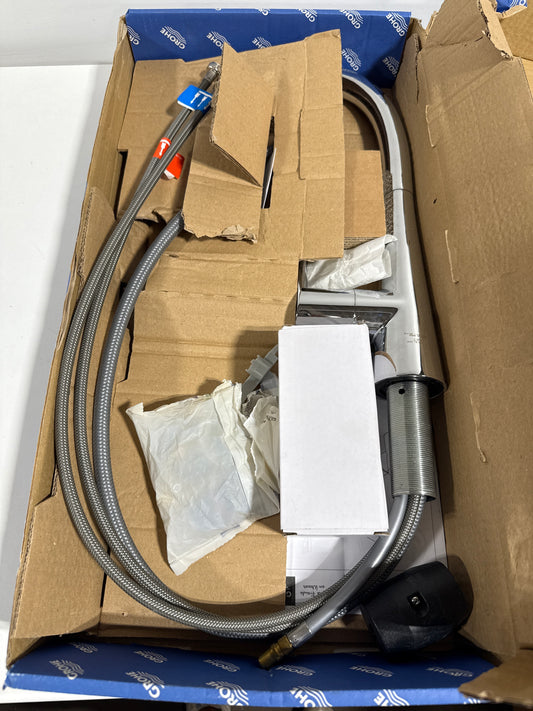 Grohe 30 368 2 Zedra 1.75 GPM Single Hole Pull Down Bar Faucet with SilkMove Technology Starlight Chrome