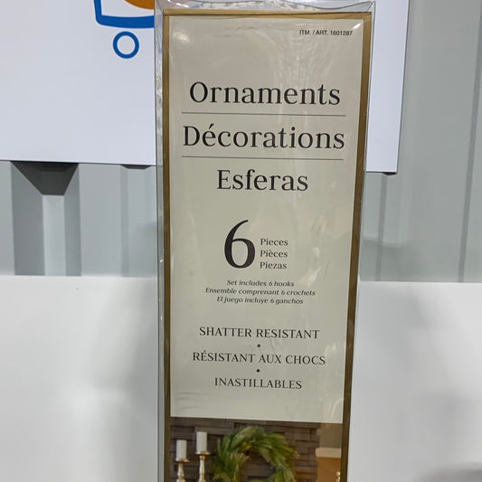 Kirkland shatter Resistant Jumbo Ornaments Set of 6 - *Christmas & Seasonal