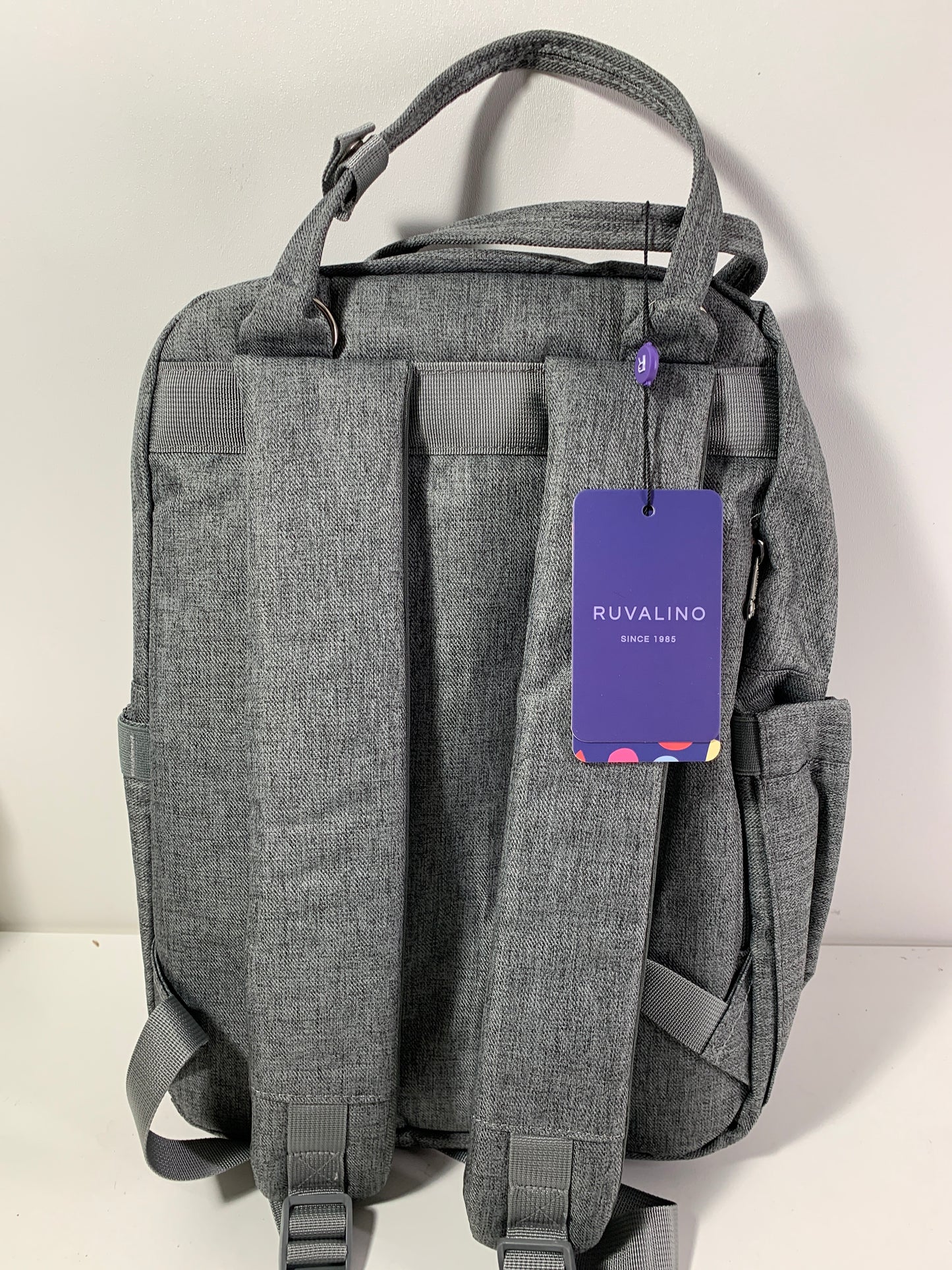 RUVALINO Diaper Bag Backpack, Multifunction Travel Pack Maternity Baby Changing Bags, Large Capacity, Waterproof, Gray