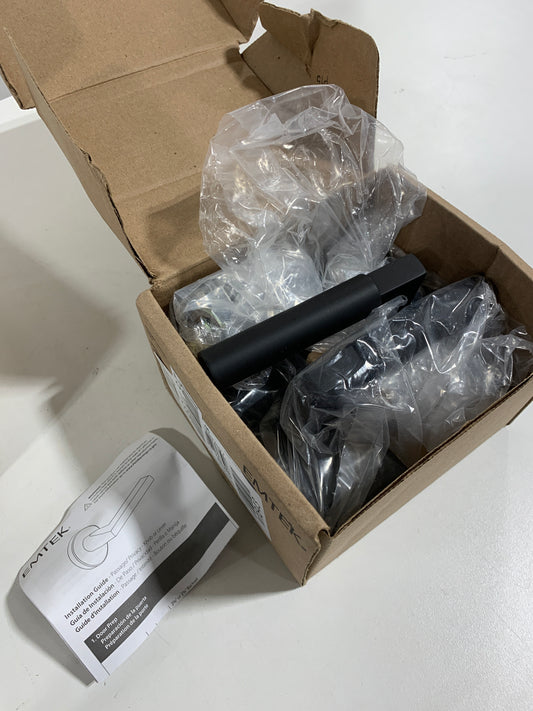 Emtek Hercules Left Handed Privacy Door Lever Set with Modern Rectangular Rose from the Brass Modern Collection