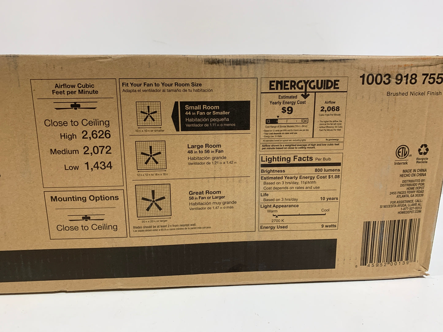 Clarkston II 44 in. LED Indoor Brushed Nickel Ceiling Fan with Light Kit