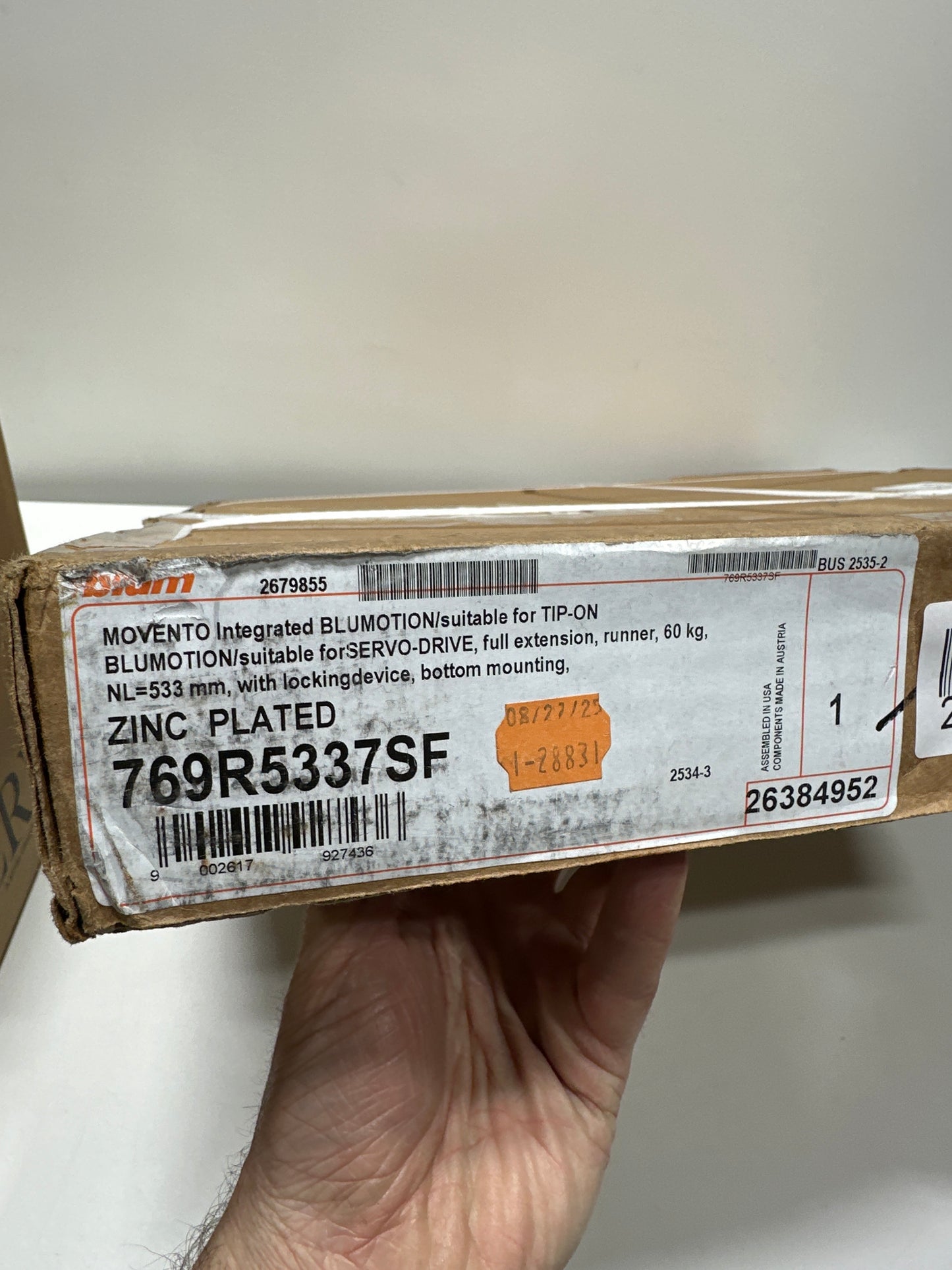 Blum 769R5337sf 18 135Lb Capacity Movento Waste Recycle Slides