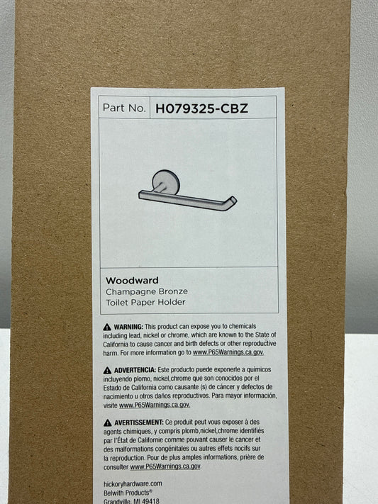 Hickory Hardware H079325 Woodward 7-1/4" Wall Mounted Contemporary Single Arm Slide on Hook Toilet Paper Holder Champagne Bronze