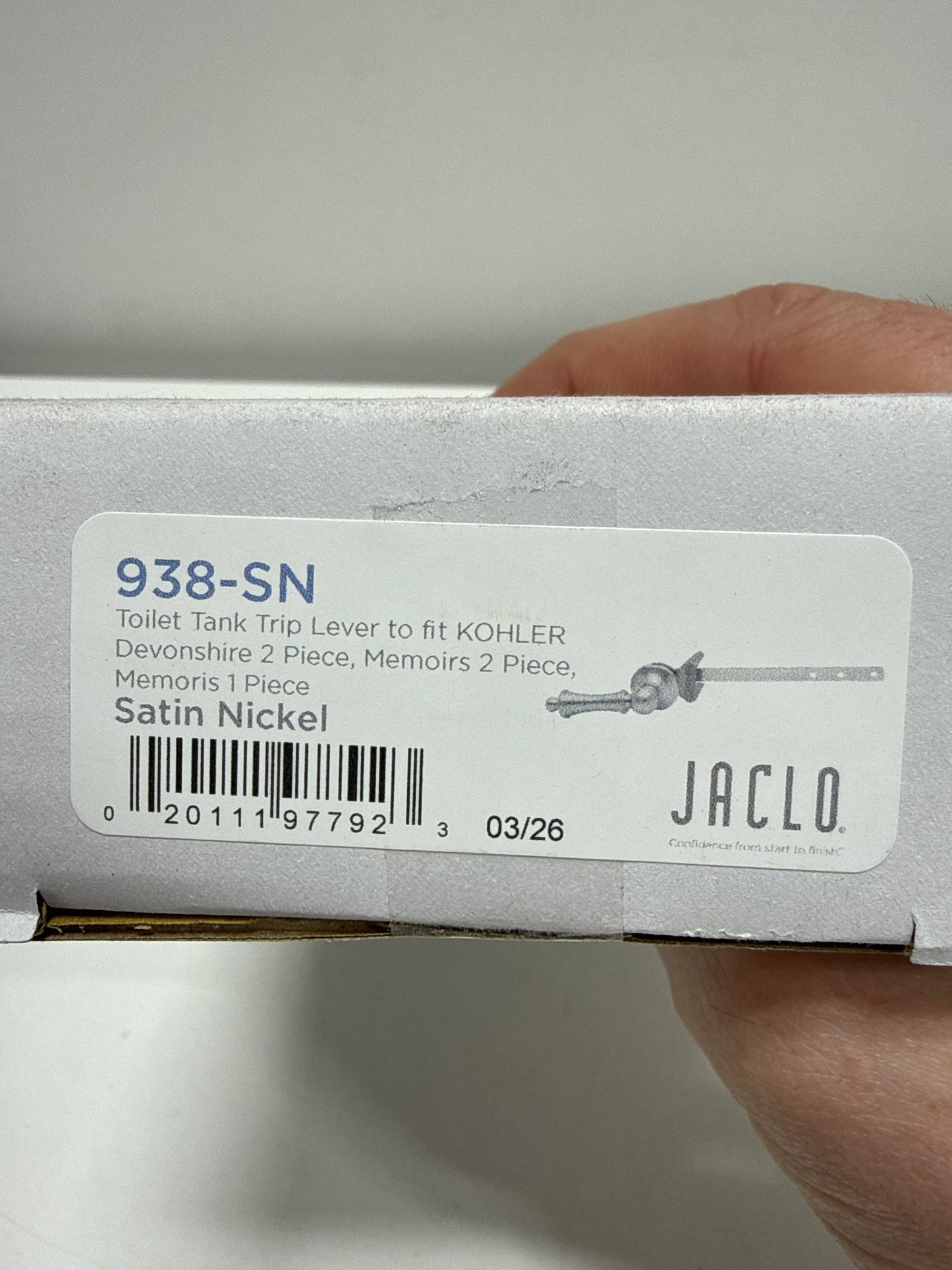 Jaclo 938-SN Tank Lever Kohler Dev & Mem, Satin Nickel
