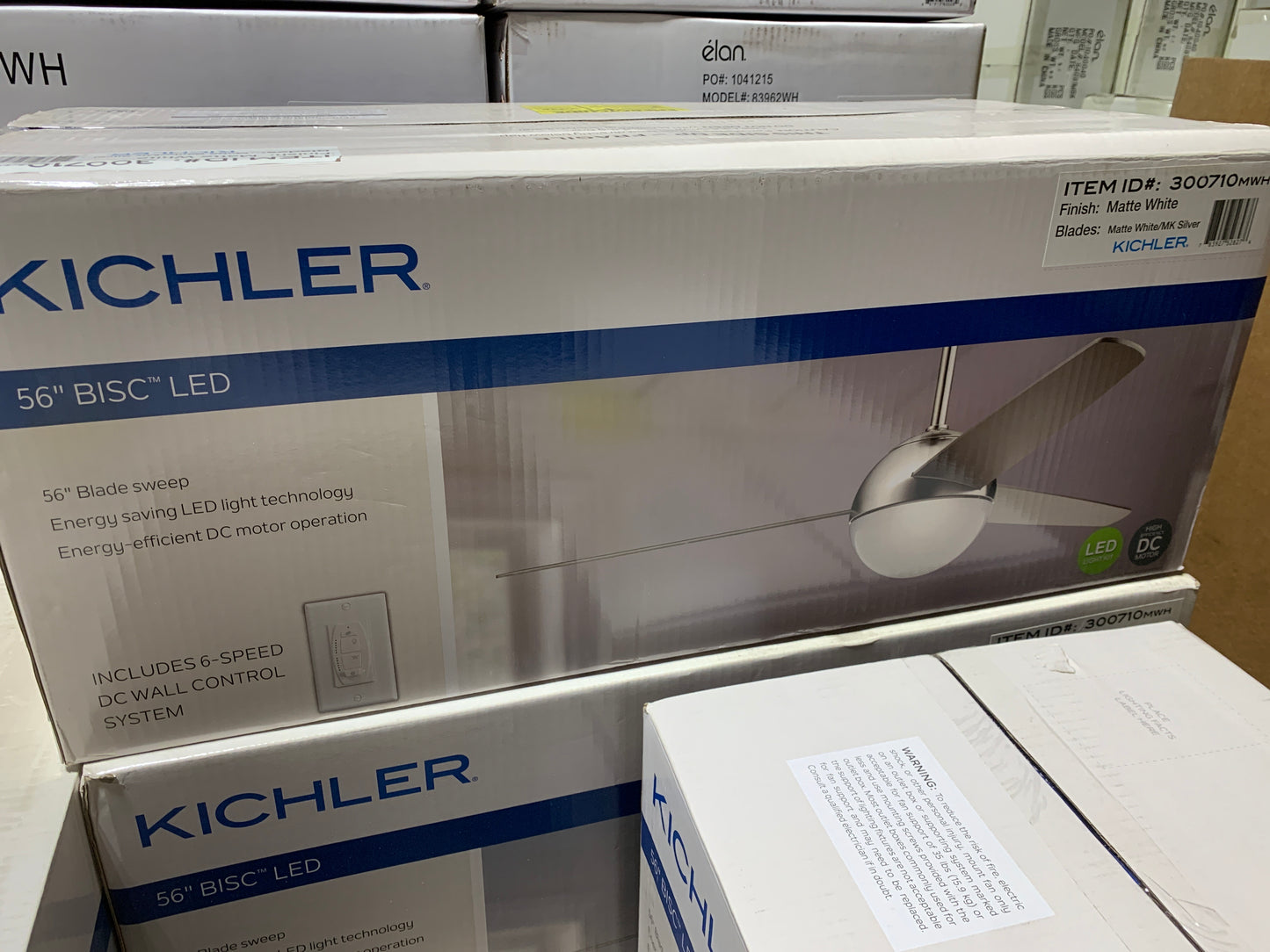 KICHLER 300710MWH Protruding Mount, 3 White Blades Ceiling fan with 17 watts light, Matte White