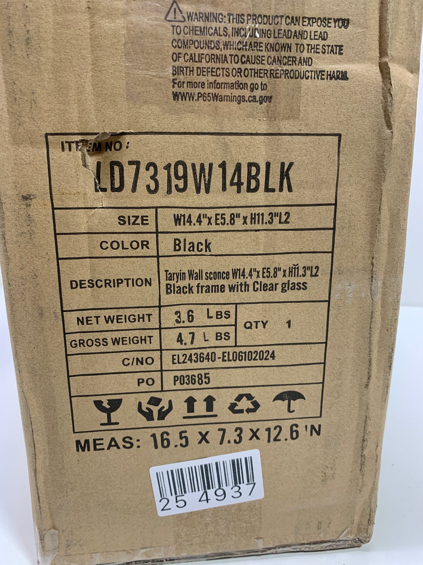 Living District Benny 2-Light Iron & Glass Bath Sconce in Black/Clear