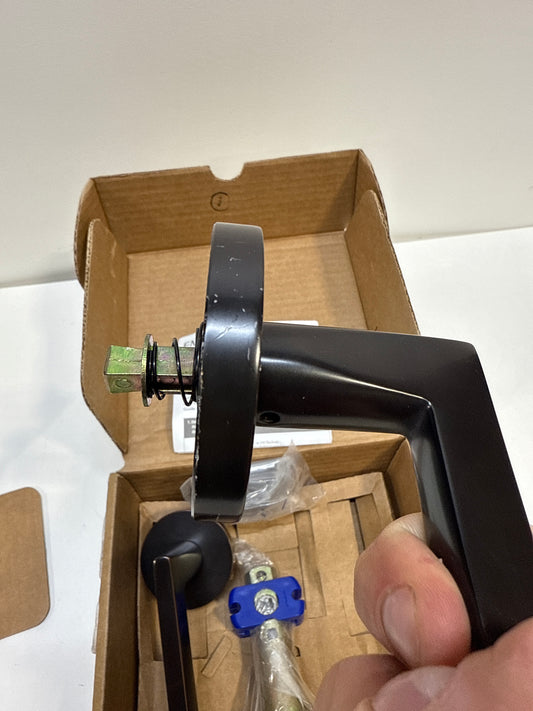 Scratch Emtek Helios Left Handed Passage Door Lever Set with Disk Rose from the Contemporary Collection