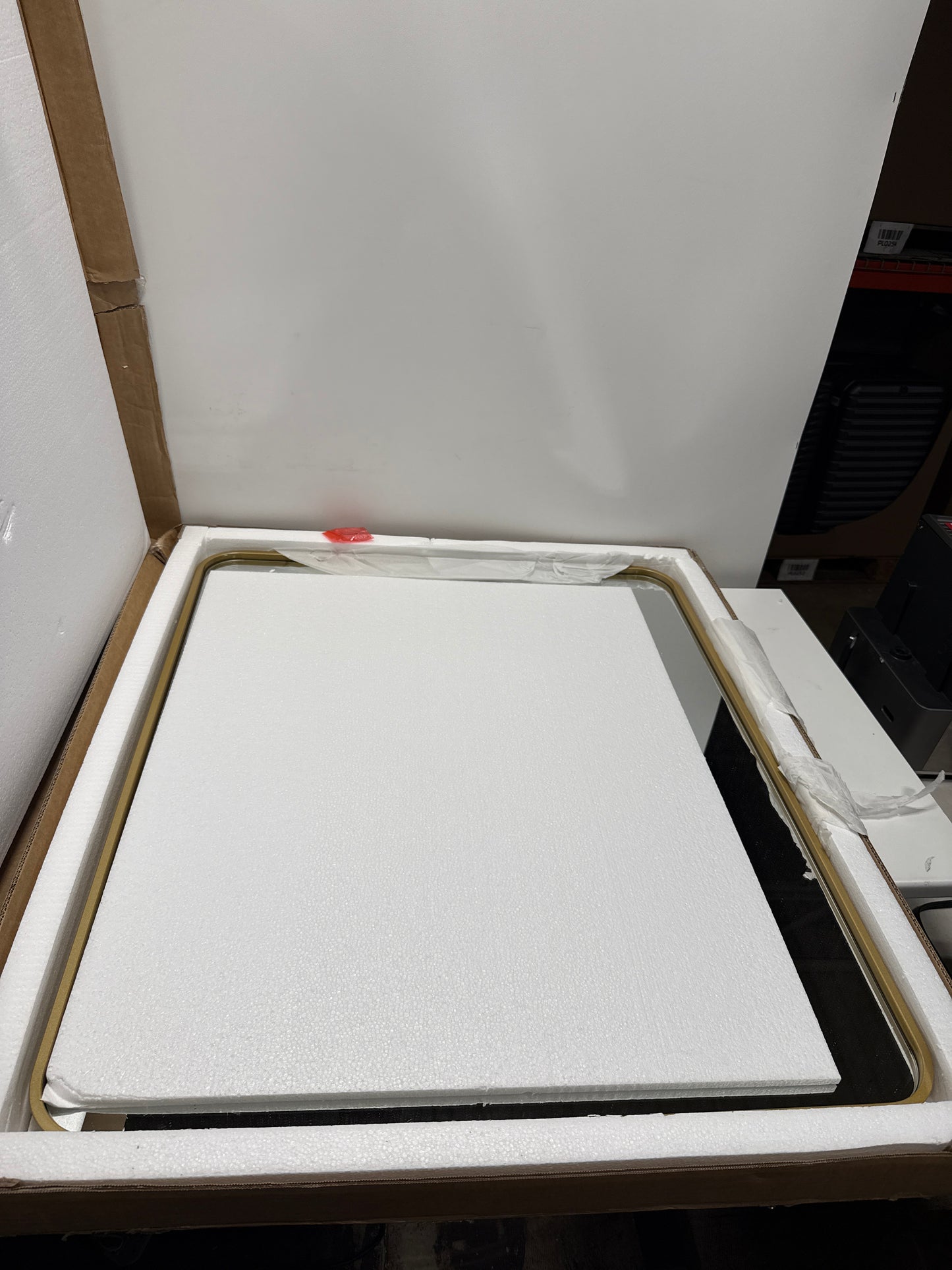 Elegant Decor Evermore 30x36 Soft Corner Metal Rectangular Mirror in Brass