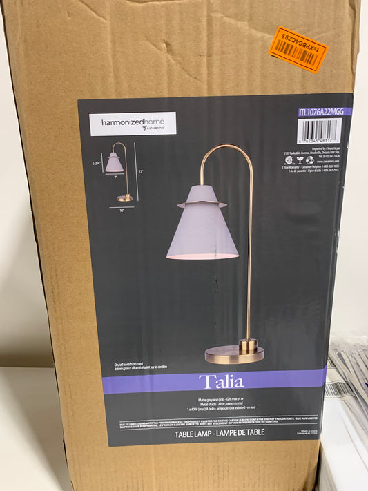 Canarm ITL1076A22 Talia 22" Tall Gooseneck Table Lamp Gold / Matte White Lamp